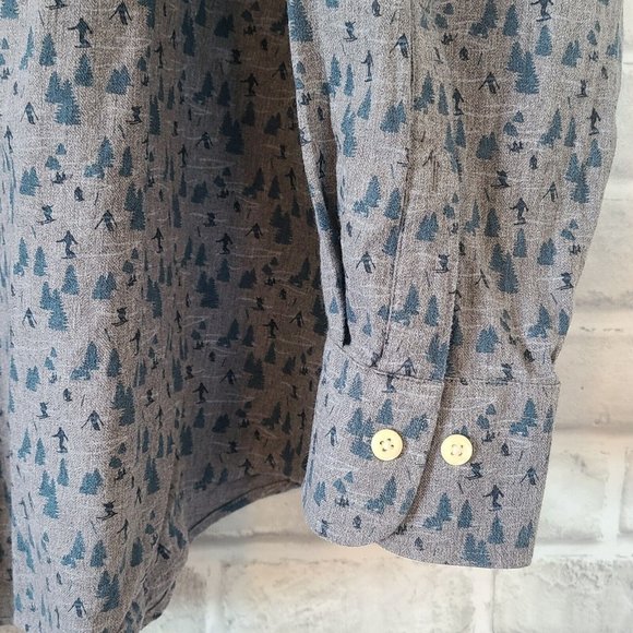 Peter Millar Mountainside Cotton Flannel Shirt Skiers and Evergreens XXL - Picture 8 of 10